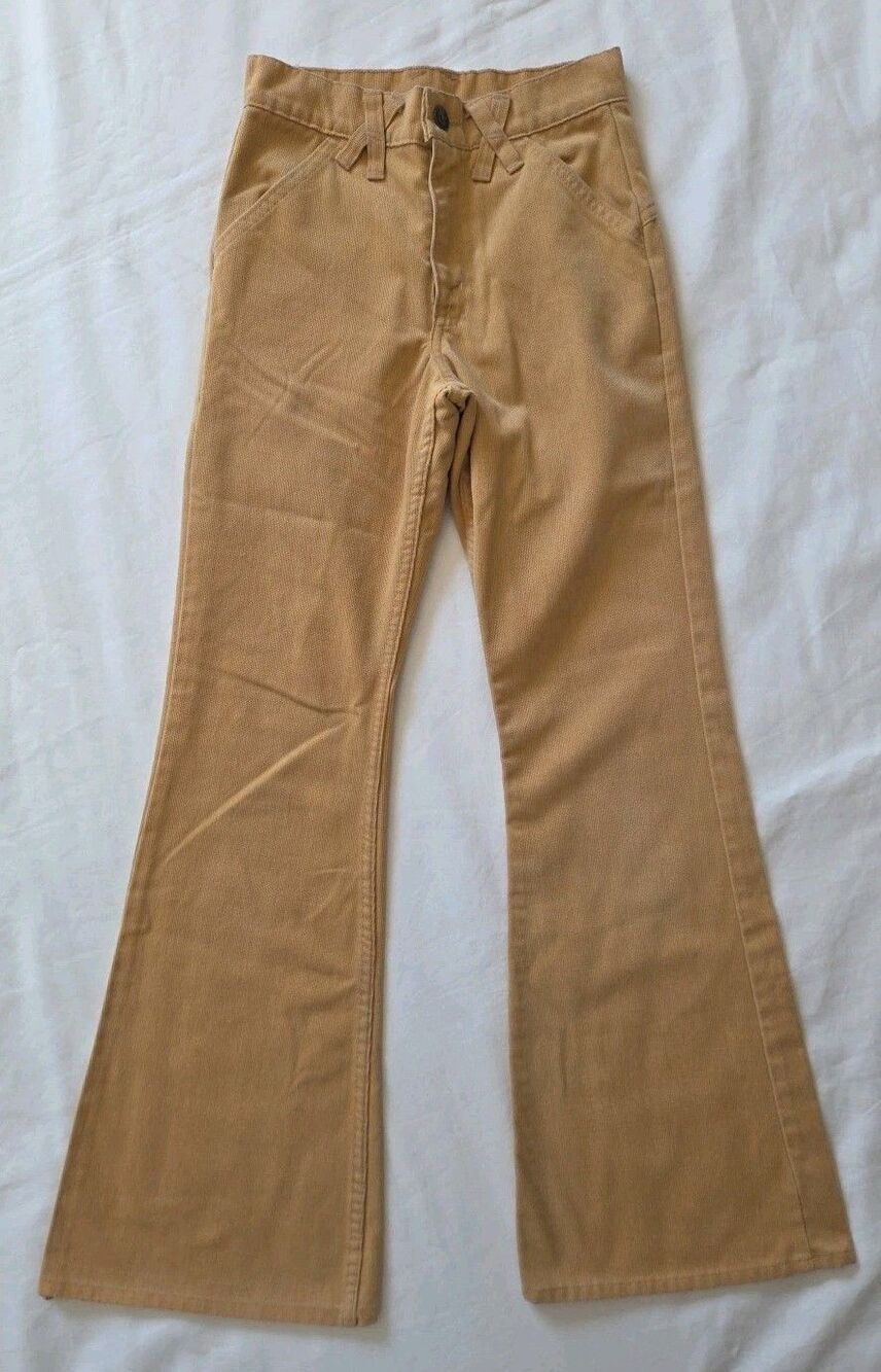 Vtg 1976 Levi’s 747 Student Bell Bottoms Tan Corduroy 24x29 EUC Talon 42 RARE